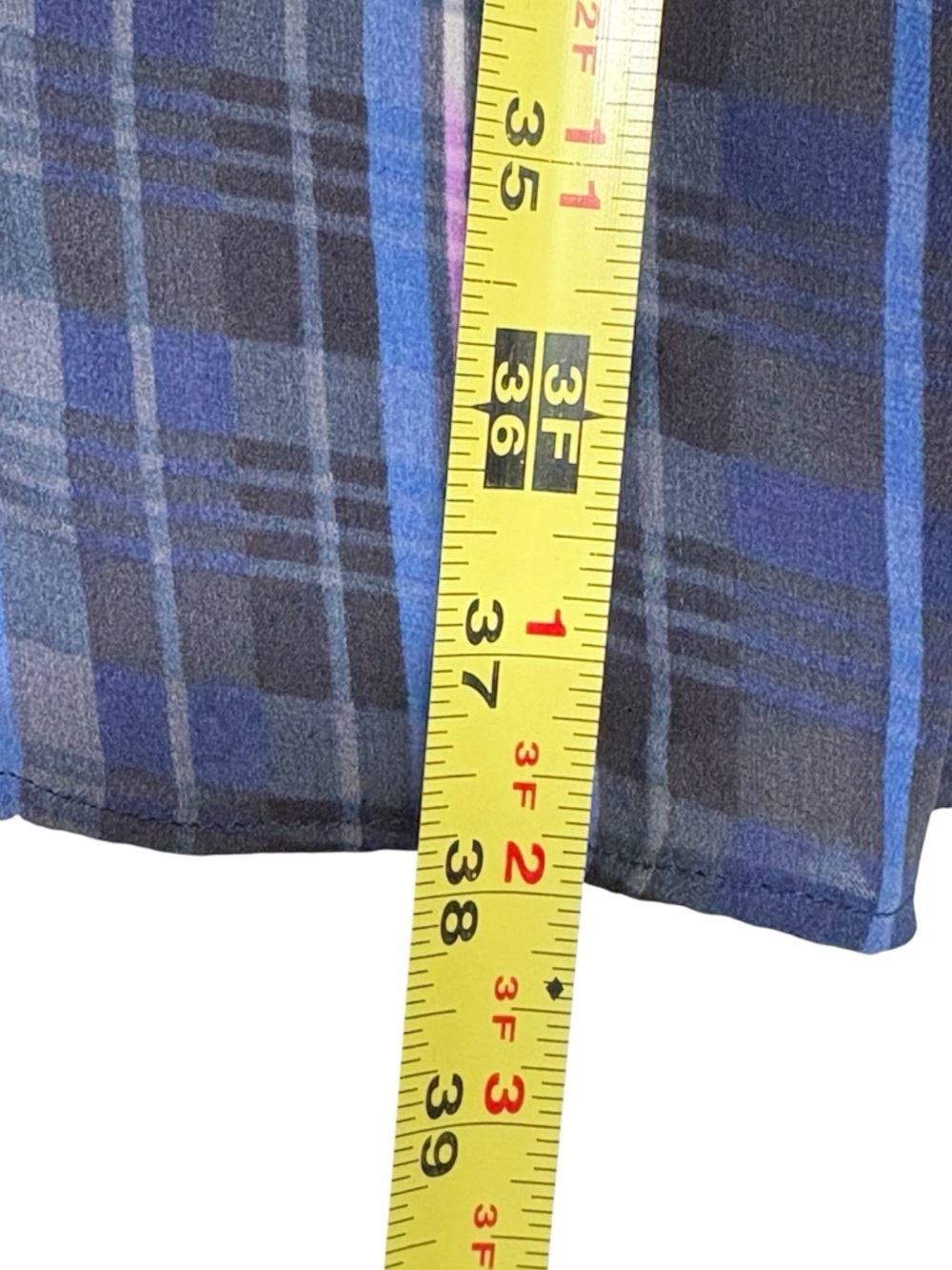 Banana Republic Plaid Ruffle Front Dillon Shirt Dress • Size S • Blue & Purple - Picture 7 of 9